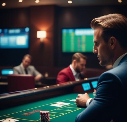 A poker player sitting at a table