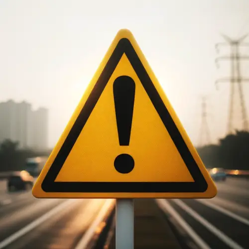 A triangular warning sign with an exclamation point